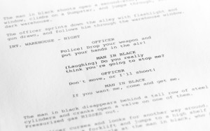 Screenplay close-up 1 (generic film text written by photographer)